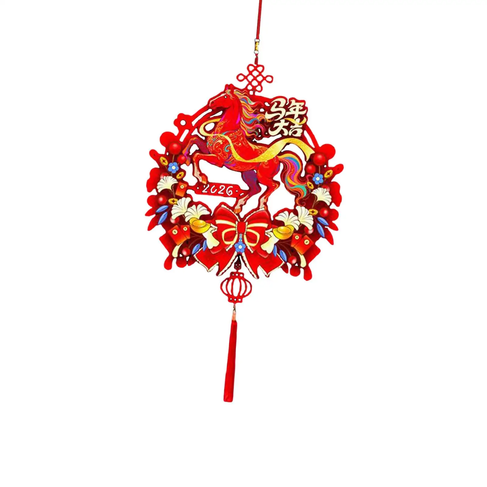 Chinese New Year Hanging Decorations 2026 Horse Ornament Window Spring Festival Chinese Characters Tassel Pendants Door Sign