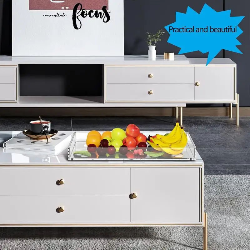 Bandejas acrílicas para exhibición, bandeja Rectangular decorativa de acrílico, organizador de mesa de café, bandejas de anidación para alimentos y té - imagen 3