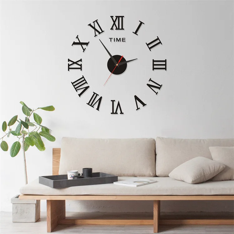Reloj de pared acrílico con números romanos en 3D, pegatina de reloj de cuarzo artesanal, decoración del hogar, pegatinas para sala de estar, novedad de 2022 - imagen 3