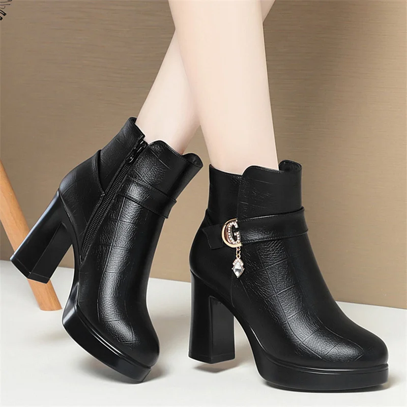 Botines de cuero suave para perros con felpa invierno - imagen 3