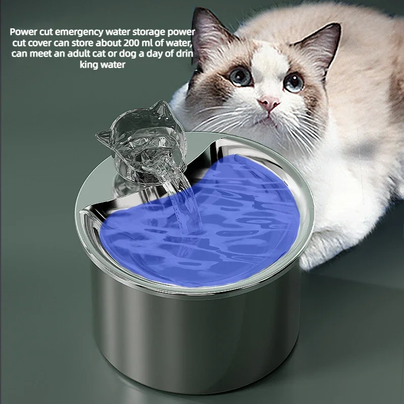 Fuente de agua con filtro automático de acero inoxidable para gatos, dispensador de agua para mascotas, bebedero inteligente para mascotas con grifo, bebedero - imagen 4
