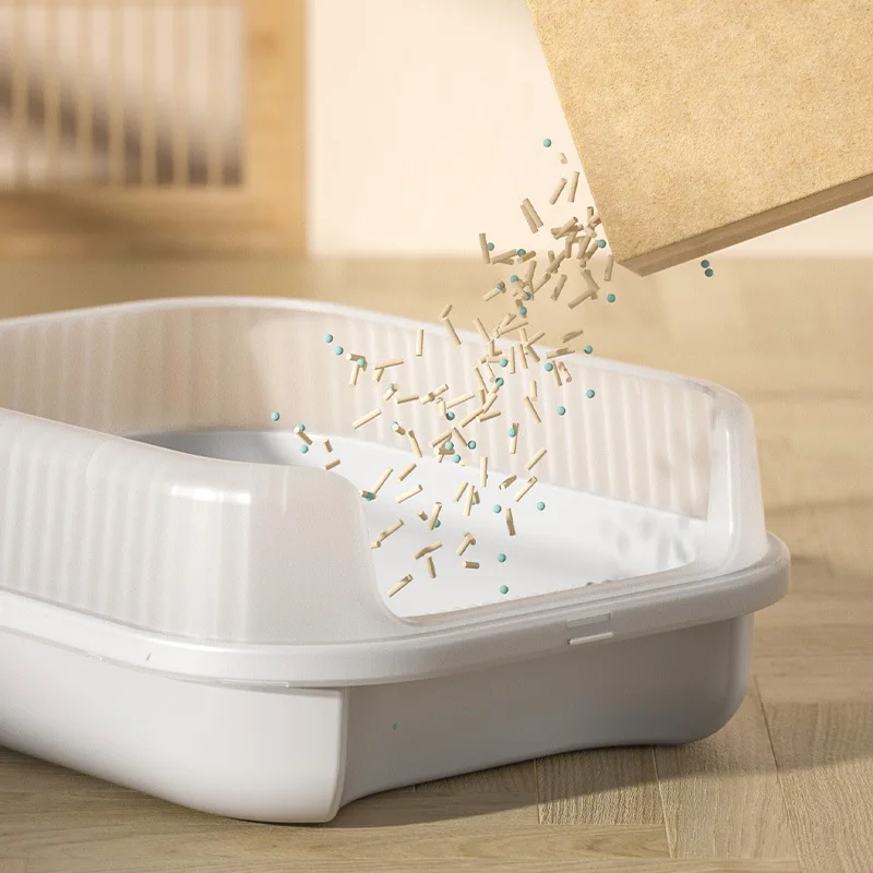 Caja de arena para gatos grande semicerrada con inodoro para gatos a prueba de salpicaduras elevado, suministros para mascotas - imagen 3