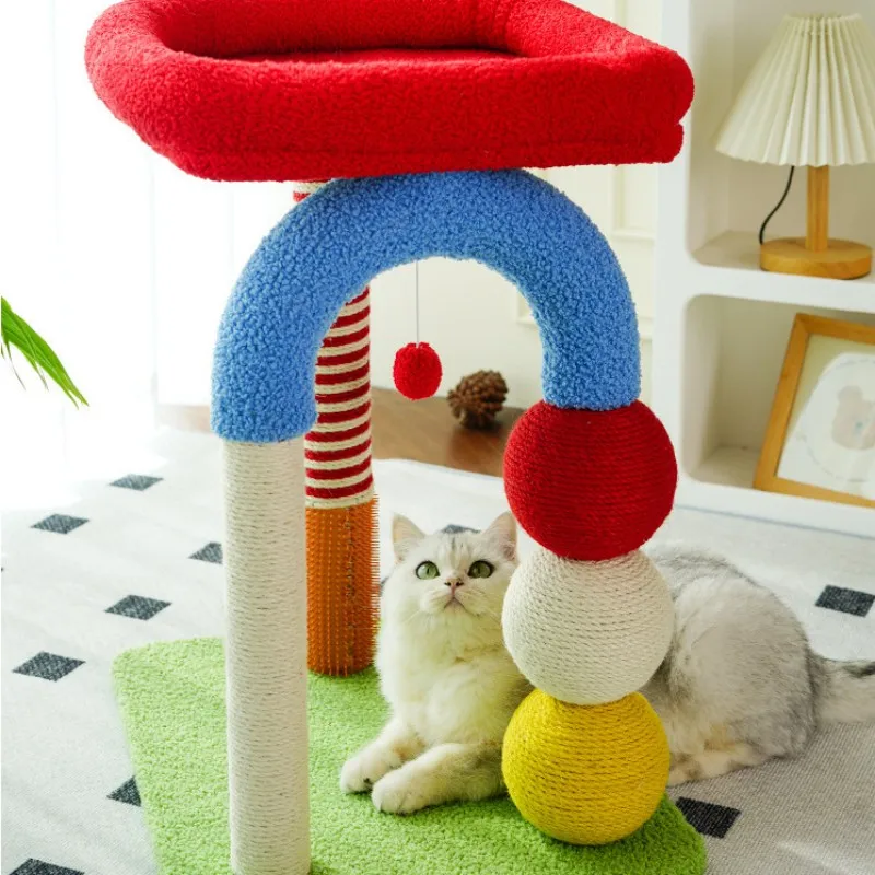Cat Climbing Frame Colorful Cat Tree House Sisal Column Scratching Post Fot Cats Jumping Shelf Cats House Scratchers Pet Toys - imagen 3