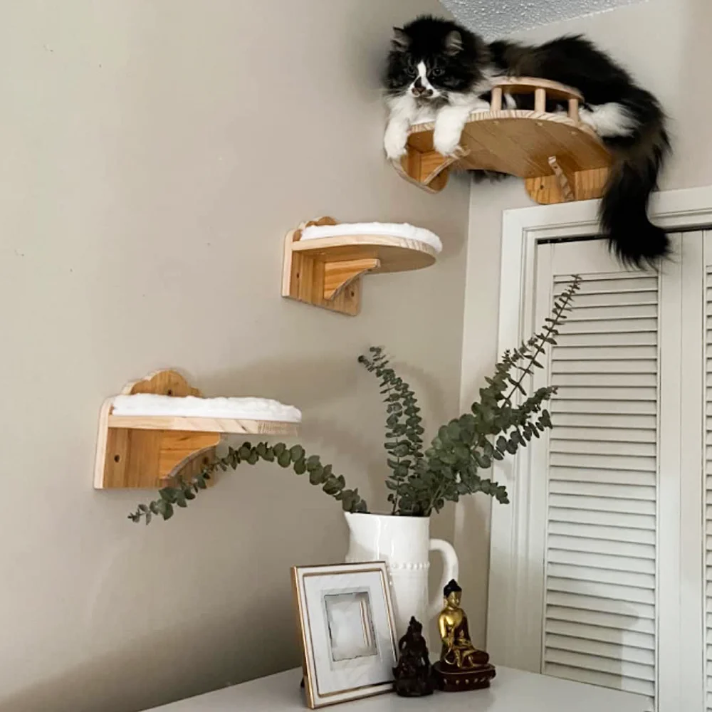 Muebles de pared para gatos, estante de escalada, escalones montados en la pared, escalera con cuerda de Sisal, rascador, garras de molienda, juguete para la mayoría de los gatitos