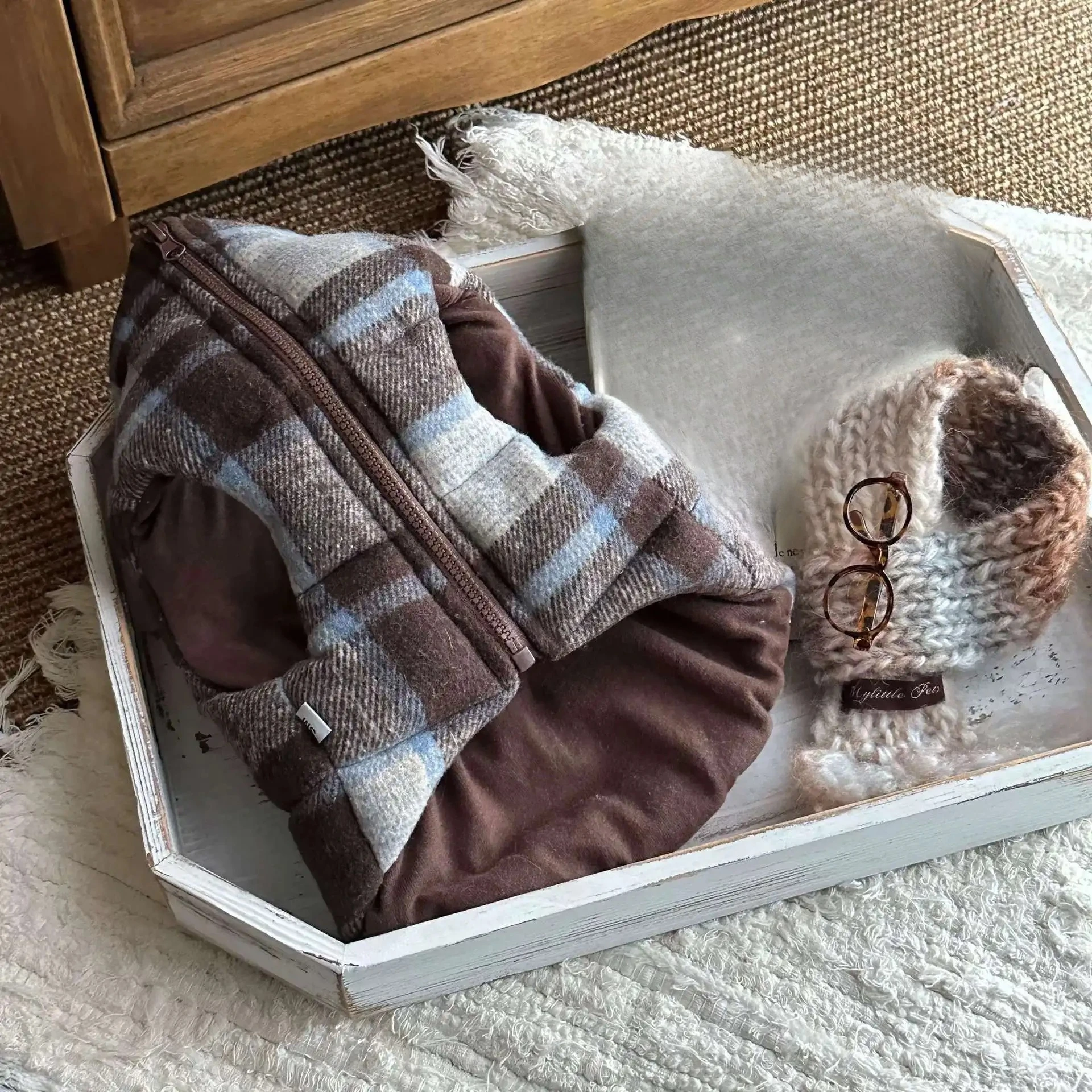 Abrigo a cuadros grueso de otoño e invierno para mascotas, chaleco cálido y cómodo, ropa navideña para perros pequeños, ropa para cachorros - imagen 3