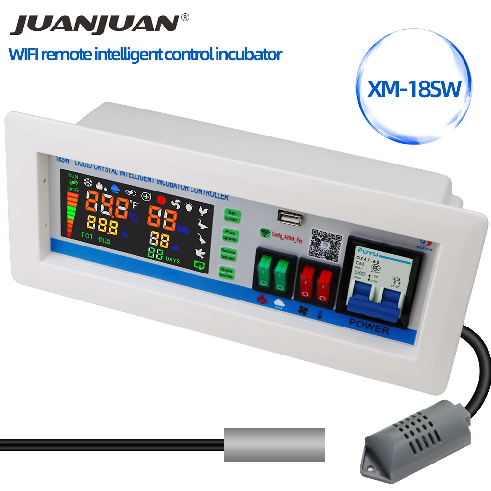Incubadora de huevos inteligente, controlador de XM-18SW, máquina para incubar Control remoto inteligente con sistema de aplicación WIFI