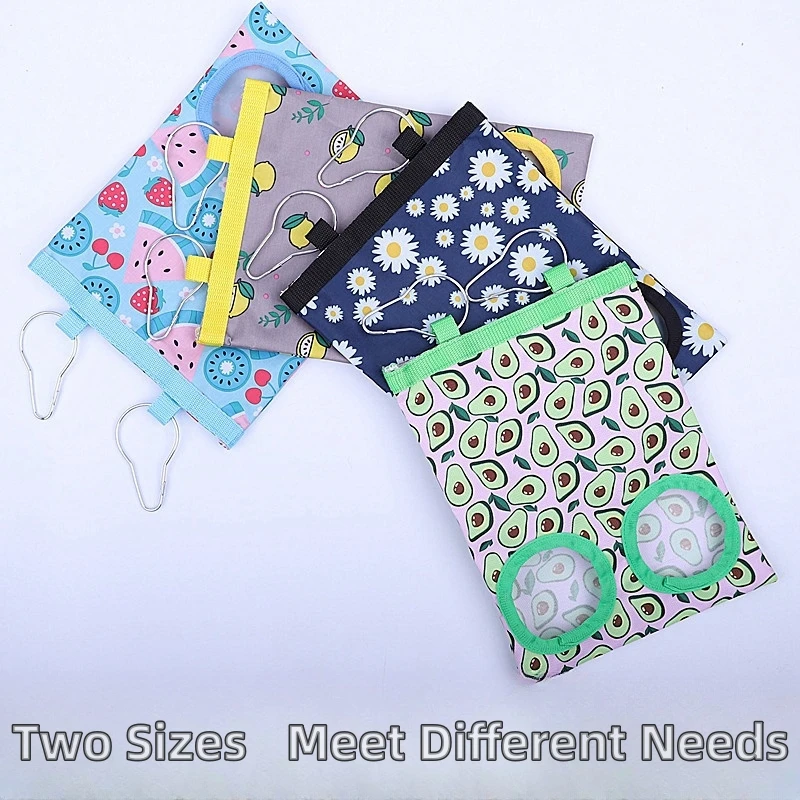 Bolsa de heno para conejos, 2/3 agujeros, alimentador de hierba seca colgante para conejillo de indias, Chinchillas, ratas, bolsa de almacenamiento de alimentos para animales pequeños - imagen 3