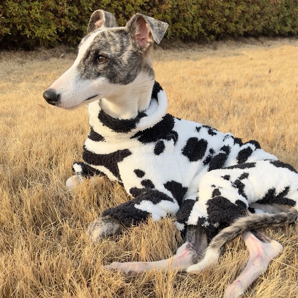 Ropa para perros, chaqueta de invierno de 4 patas para galgo italiano, sudadera blanca negra para perros Whippet, abrigo cálido para Terrier - imagen 3