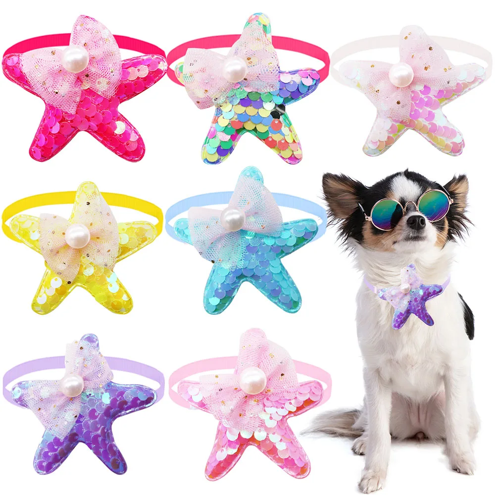 50 Uds. Collar de pajarita para perro mascota, pajaritas brillantes a la moda para perros pequeños y gatos, corbatas para perros de primavera, accesorios de aseo, productos para mascotas