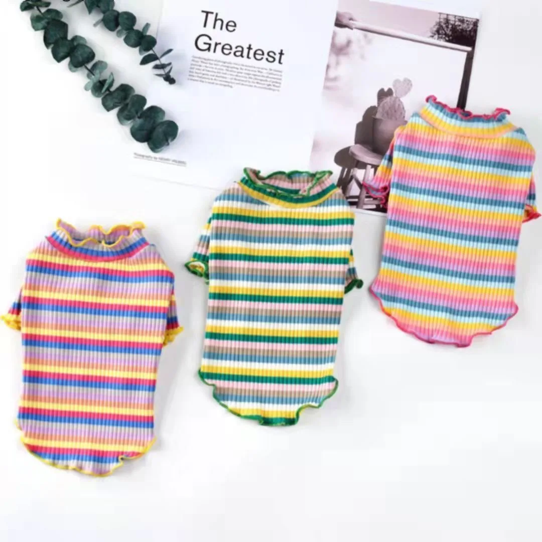 100% de algodón para perros y gatos, ropa de verano para mascotas, jerseys a rayas para perros pequeños, gatos, Chihuahua, cachorro de Pomerania, ropa para perros - imagen 3