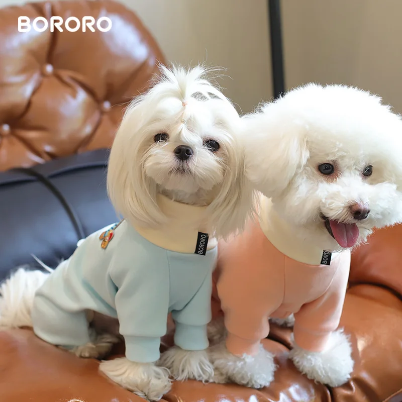 Ropa para perros, mono de terciopelo para perros pequeños y medianos, monos cálidos para perros de Primavera/otoño, camiseta interior con espalda ajustable, traje suave para mascotas - imagen 5