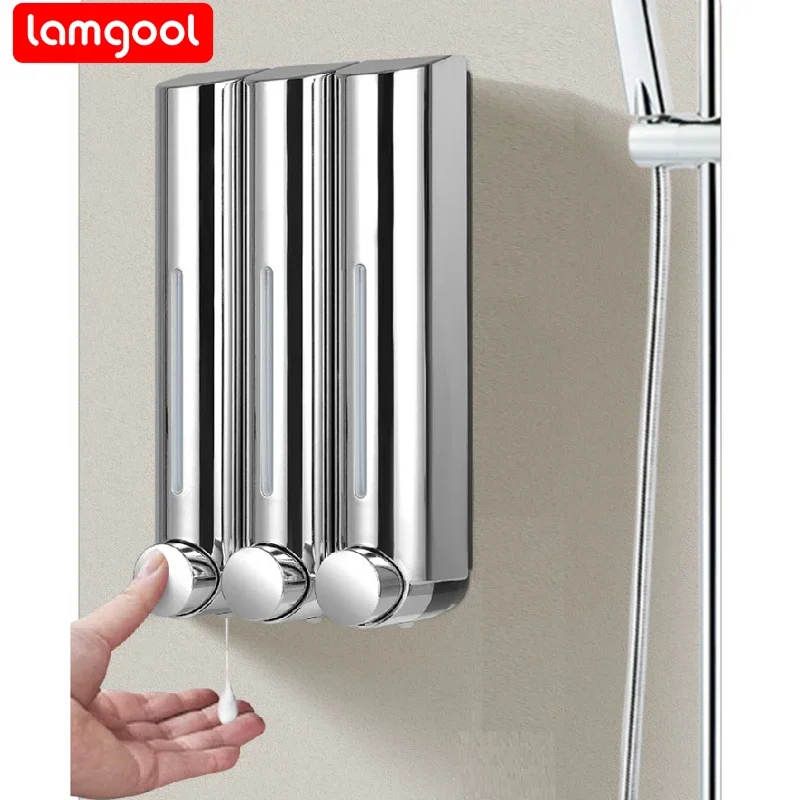 Dispensador de jabón líquido Lamgool, dispensador de jabón de ducha montado en la pared de 420Ml, dispensador de detergente en Gel de ducha para accesorios de baño - imagen 2