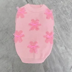 Suéter invierno con lazo de oso para perros pequeños – Abrigo rosa