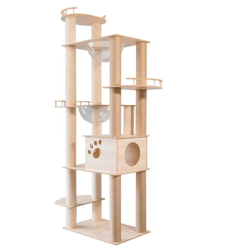 Árbol rascador 4 en 1 para gatos: casita, cama y poste integrado
