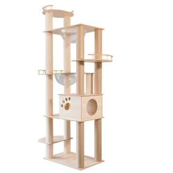 Árbol rascador 4 en 1 para gatos: casita, cama y poste integrado