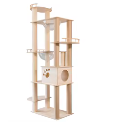 Árbol rascador 4 en 1 para gatos de interior con casita, poste y cama