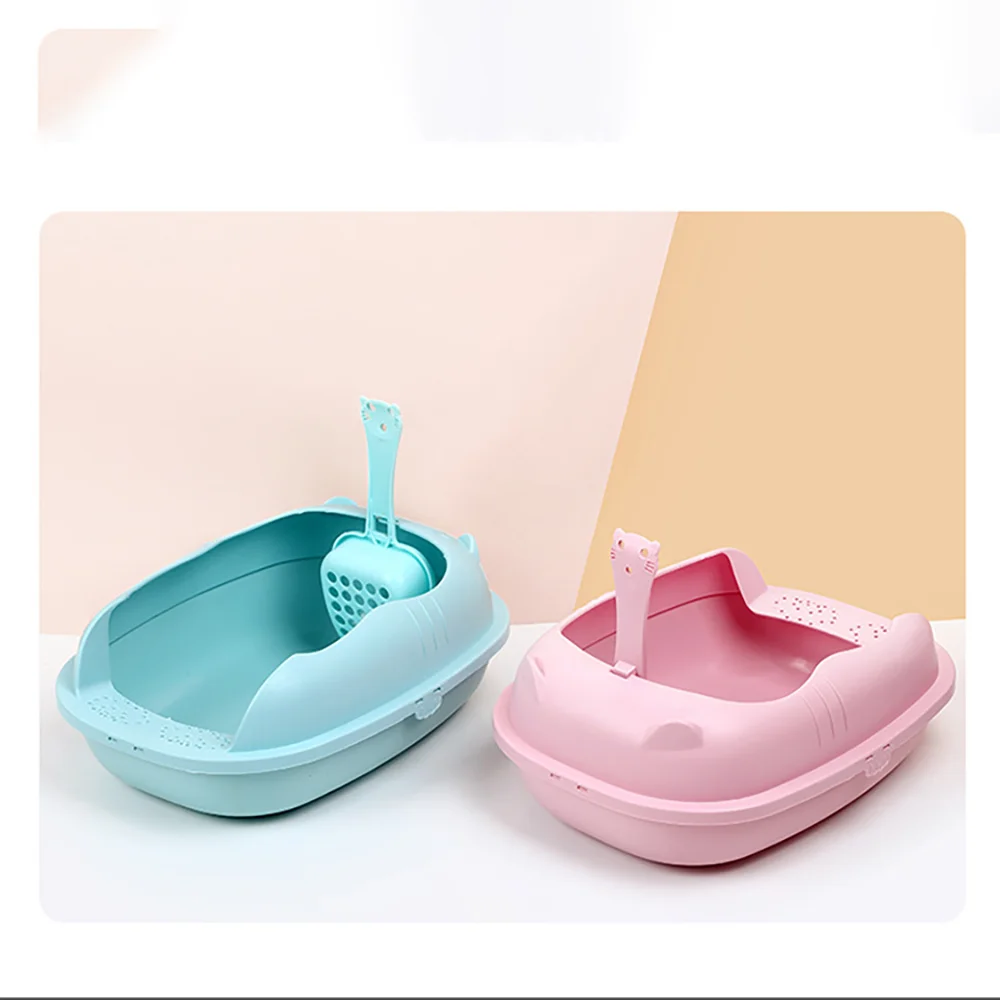 Caja de arena para gatos semicerrada de gran capacidad con bonito diseño de cara de gato, caja de arena antisalpicaduras para mascotas, inodoro resistente a olores para mascotas - imagen 3