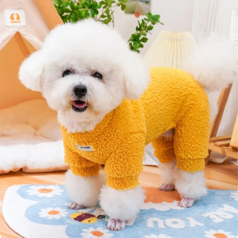 Monos de felpa para perros, ropa de moda para perros, pijamas suaves y cálidos para cachorros, peleles bonitos de dibujos animados para gatos, monos para mascotas, monos para Chihuahua