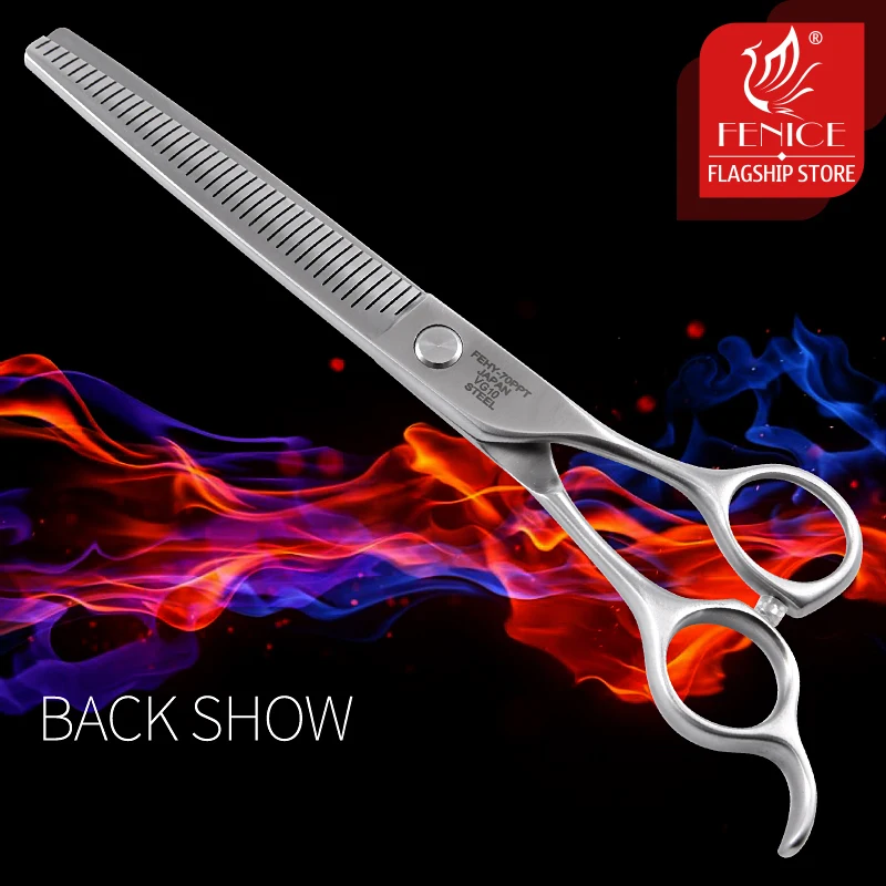Fenice-Tijeras de peluquería para perros VG10, 7 pulgadas, diente invertido, pelo esponjoso y adelgazante, tijeras para cortar perros, tasa de tesoura 50-55% - imagen 5