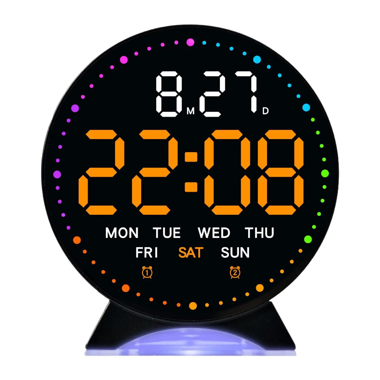 Reloj despertador con pantalla LED, hora multifuncional, fecha, semana, decoración del hogar, relojes de noche de 12/24H para mesita de noche, oficina y hogar
