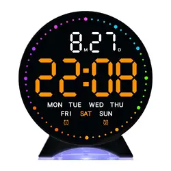 Reloj despertador con pantalla LED, hora multifuncional, fecha, semana, decoración del hogar, relojes de noche de 12/24H para mesita de noche, oficina y hogar