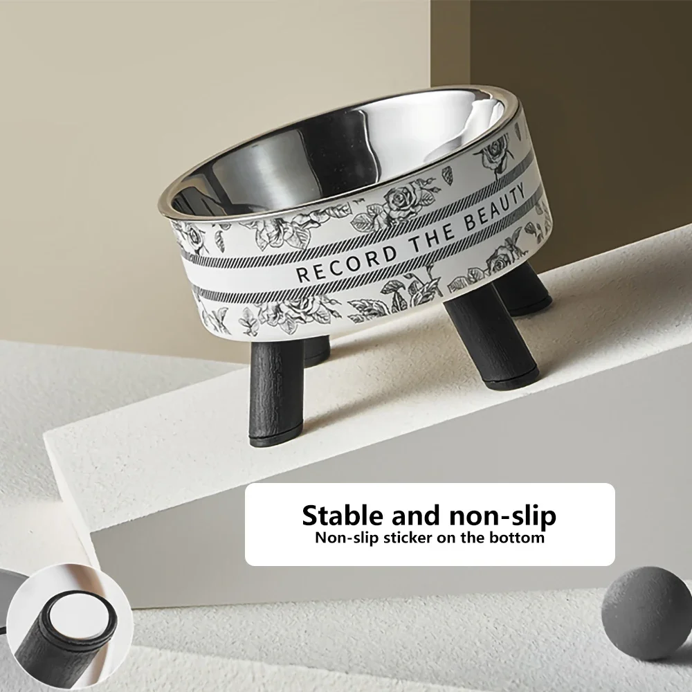 Cuencos altos para mascotas de acero inoxidable, diseño extraíble, para gato, cachorro, perro pequeño - imagen 3