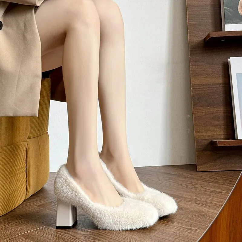 2025 Tacones Boca baja Zapato de mujer africana Zapatos de tacón con punta cuadrada Mary Jane Slip on Lo último con cordones Borgoña Sweet Lolita - imagen 2