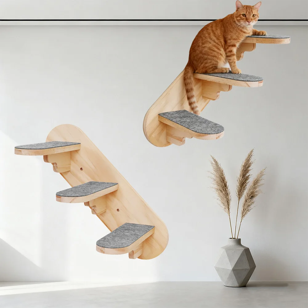 Hamaca para gatos, estante montado en la pared con escaleras para gatos, estantes y perchas de pared para gatos, para dormir, jugar, escalar y descansar - imagen 4