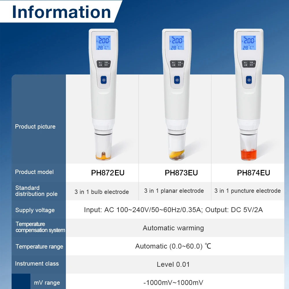 Medidor de PH Digital tipo rotulador probador de acidez precisión de 0,01 pH 3 en 1 Probador de Calidad del Agua Detector de PH de laboratorio con Base de carga - imagen 3
