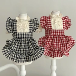 Vestido a cuadros de primavera para gatos y perros - ropa navideña