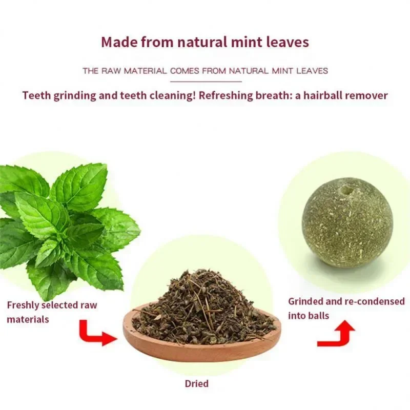 Bolas de pelo naturales saludables para promover la digestión, Bola de menta para gatos, aperitivos de hierba para gatos, bolas de hierba gatera, juguetes adhesivos para pared - imagen 4