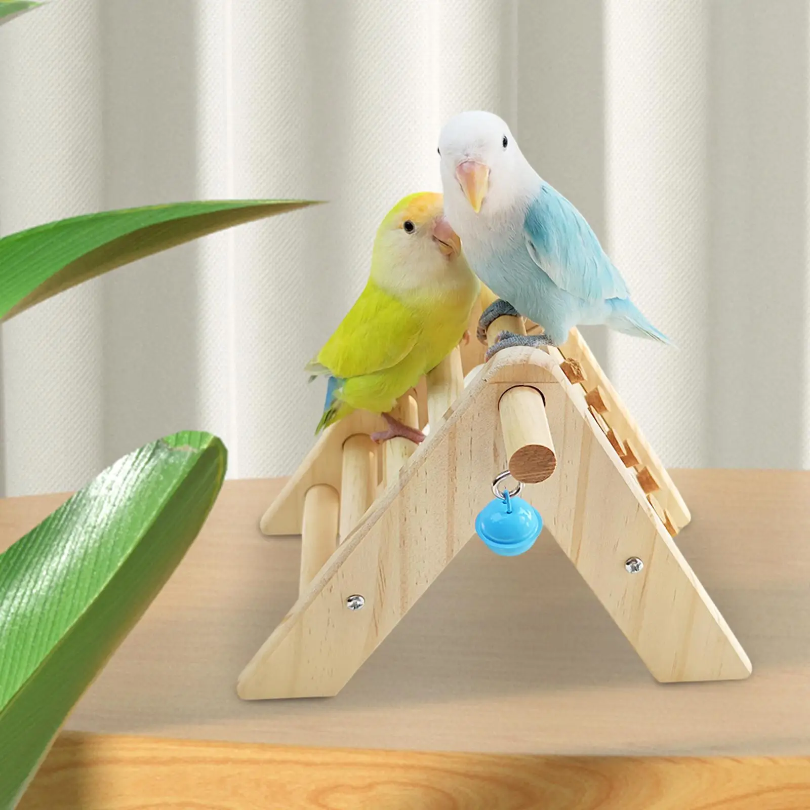 Wood Parrot Stand with Ladder Perch Bird Standing Rack Sturdy for Finches Cockatoo Stable Placement Versatile with Bell