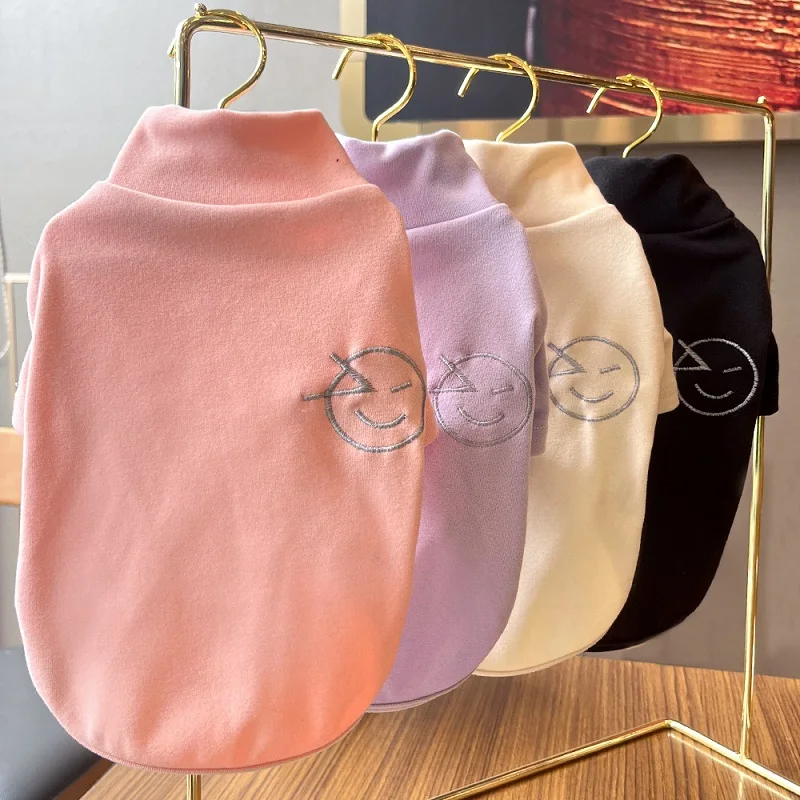 Sudaderas con capucha de lana para mascotas, ropa para perros de cuello alto, ropa cálida para cachorros de otoño e invierno, camiseta interior para perros de peluche, camisas para gatos Chihuahua - imagen 3