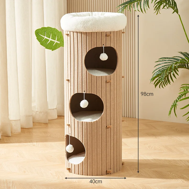 Cubo nido de escalada para gatos, suministros dobles y grandes para productos para mascotas, muebles especiales, rascadores para casa de gato con agujero de árbol de fieltro, accesorios - imagen 2