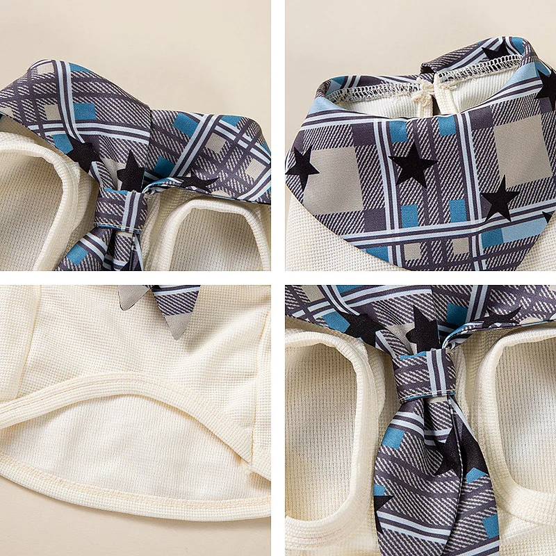 Chaleco con lazo de otoño e invierno para mascotas, traje para gatos, camisa Base para mascotas, chaleco de peluche, ropa para cachorros, ropa para perros pequeños - imagen 3