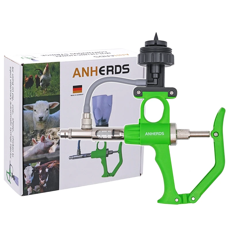 Jeringa continua automática para animales, equipo veterinario con botellas de vacunación, granja multifunción de Metal, 1ml/2ml/5ml