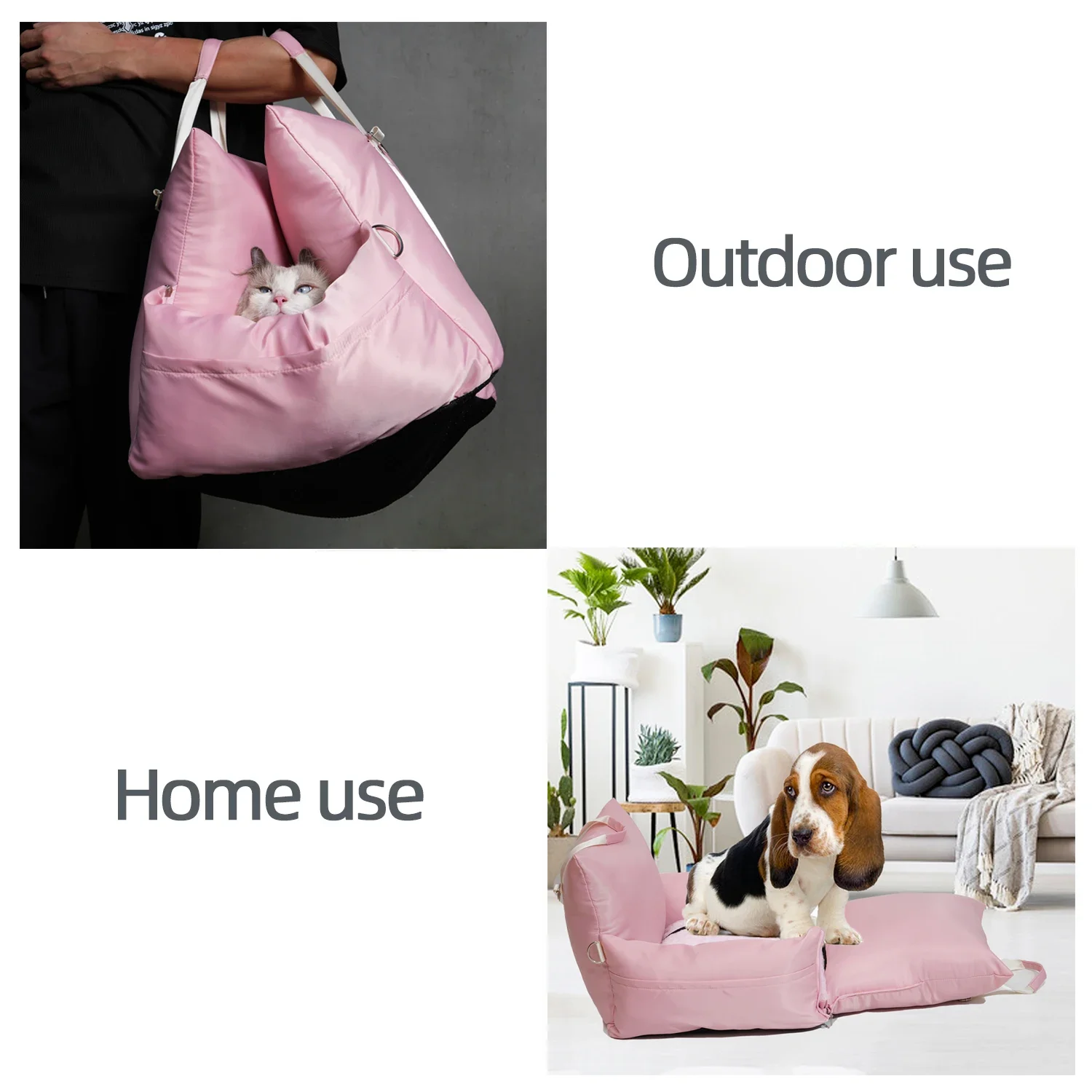Asiento de seguridad para coche para mascotas, almohadilla para cama, perrera, tela de doble cara, totalmente extraíble y lavable, parte superior para mascotas de invierno, funda para asiento de coche para perros Stravel - imagen 2