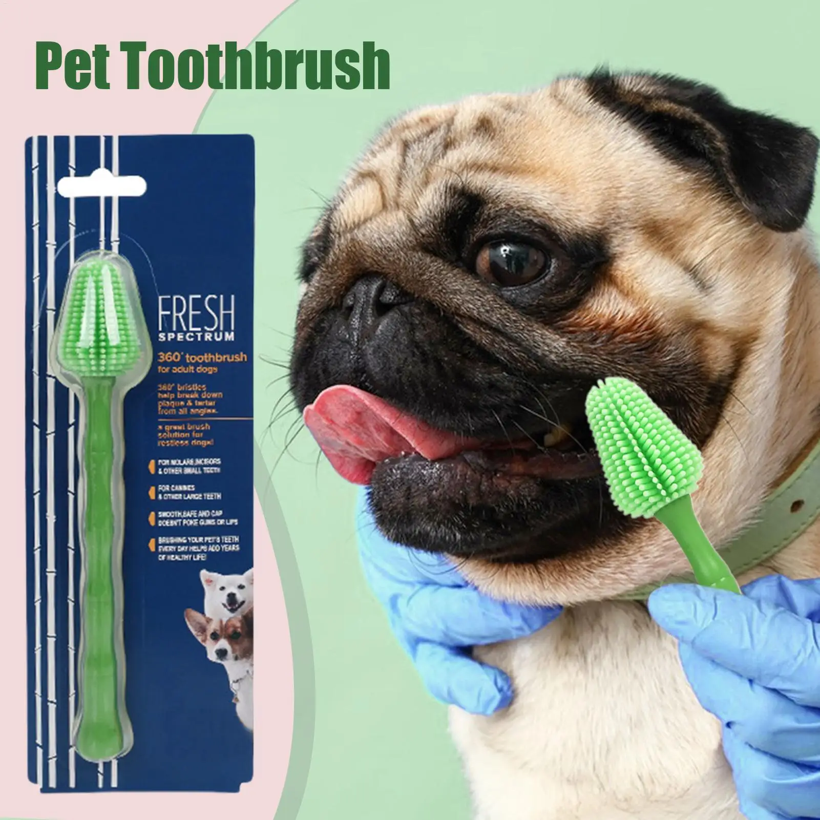 Cepillo para dientes de perro, cepillo de limpieza de dientes de gato pequeño para refrescar el aliento, cepillado de 360 grados, para cachorros pequeños, medianos y grandes, diario - imagen 3