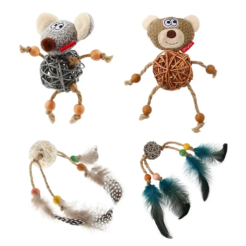 Juguetes para gatos, bolas de ratán, molienda de dientes, garra, campanas de plumas, juguetes para mascotas, productos para mascotas - imagen 3