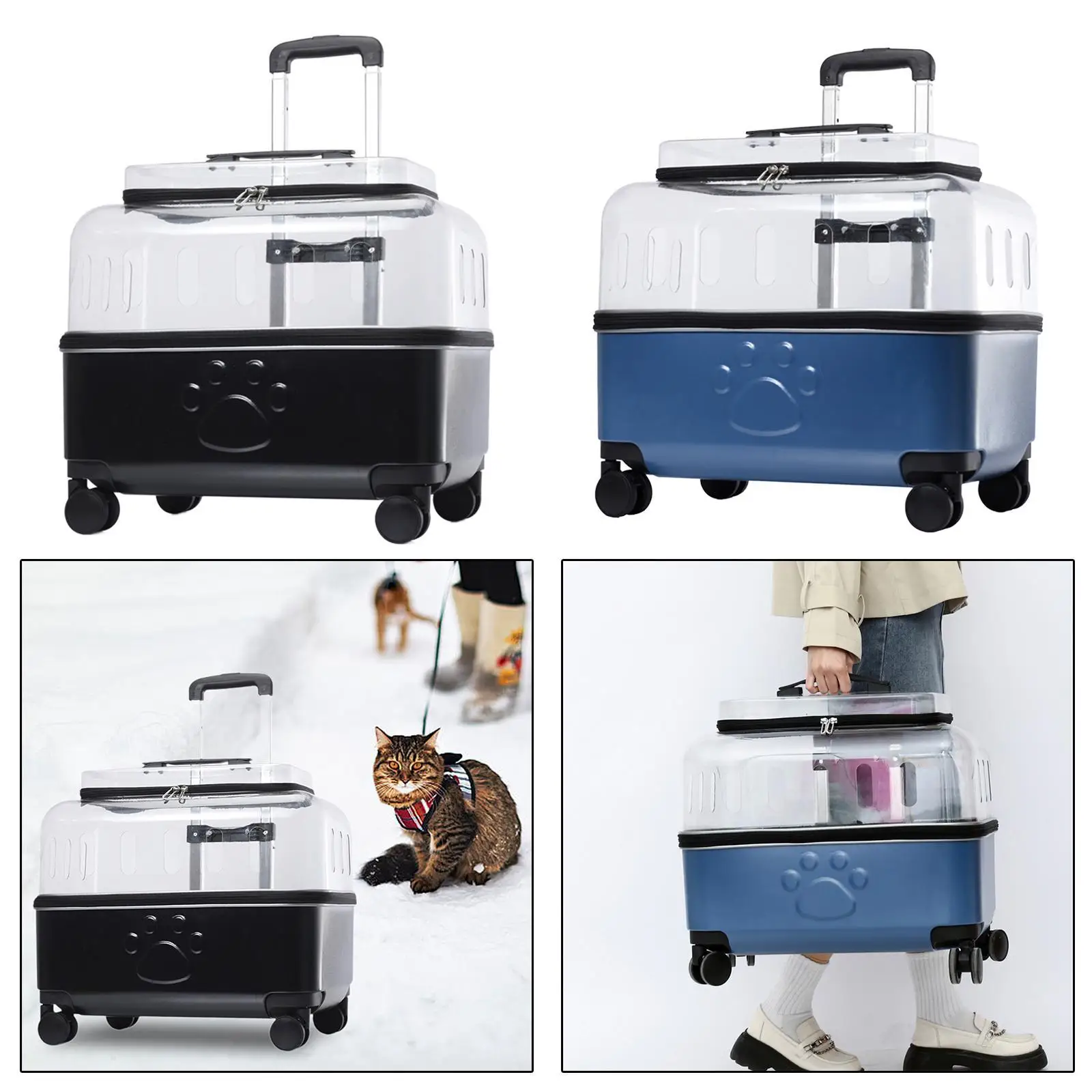 Pet Travel Carrier, Ventilated Kitty Carrier Trolley, Pet Carrier, Cat Carrier Suitcase for Small Dogs