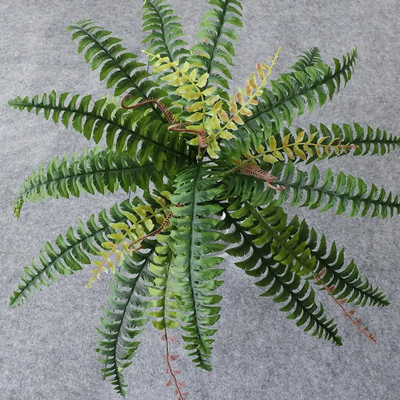 Helnots plantas artificiales resistentes a los rayos UV, plantas verdes simuladas, arbustos grandes para jardín, helecho Boston falso Flexible - imagen 3