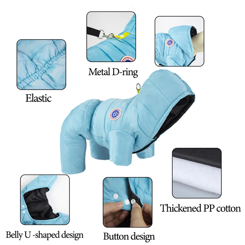 Chaqueta impermeable para perros pequeños y medianos, ropa para cachorros, sudaderas con capucha, abrigo, monos para Chihuahua, caniche Shih Tzu, mono, disfraces para mascotas - imagen 2