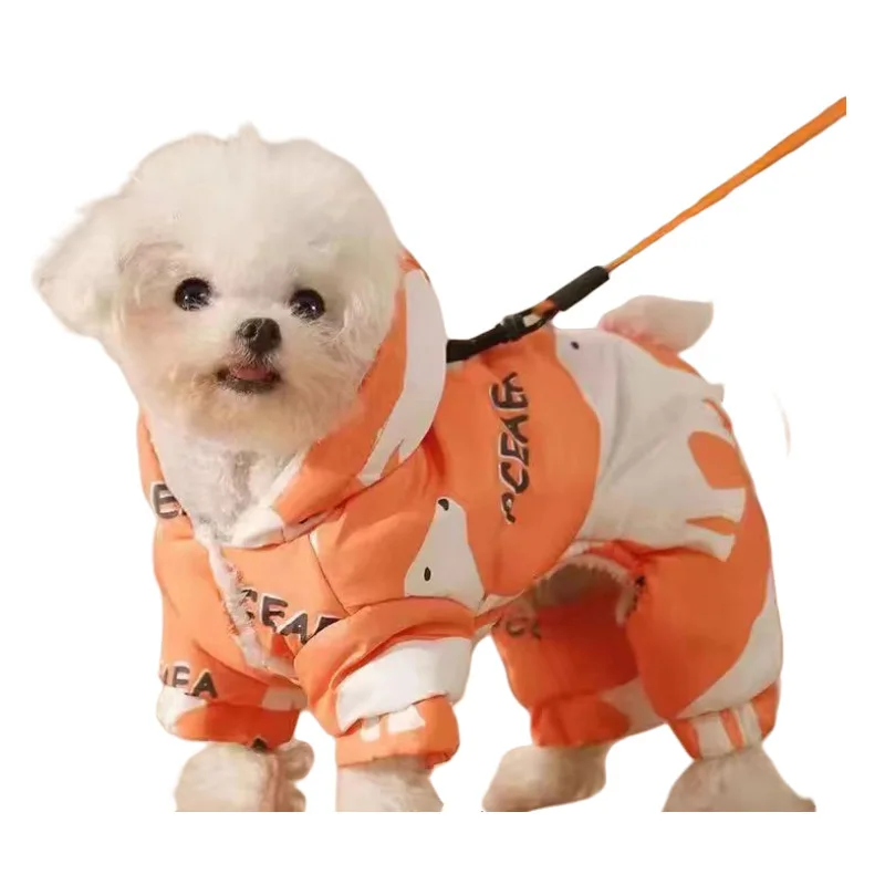 Pet Otoño e Invierno Mono grueso y cálido Teddy Pantalones de cuatro patas Chaqueta de lana de invierno Perro pequeño y mediano - imagen 5