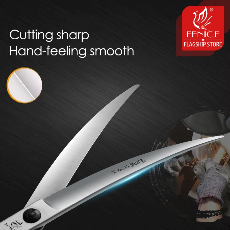 Fenice-Tijeras profesionales de mano izquierda para mascotas, productos para perros, supercurvadas, 35 °, 7/7 pulgadas - imagen 3