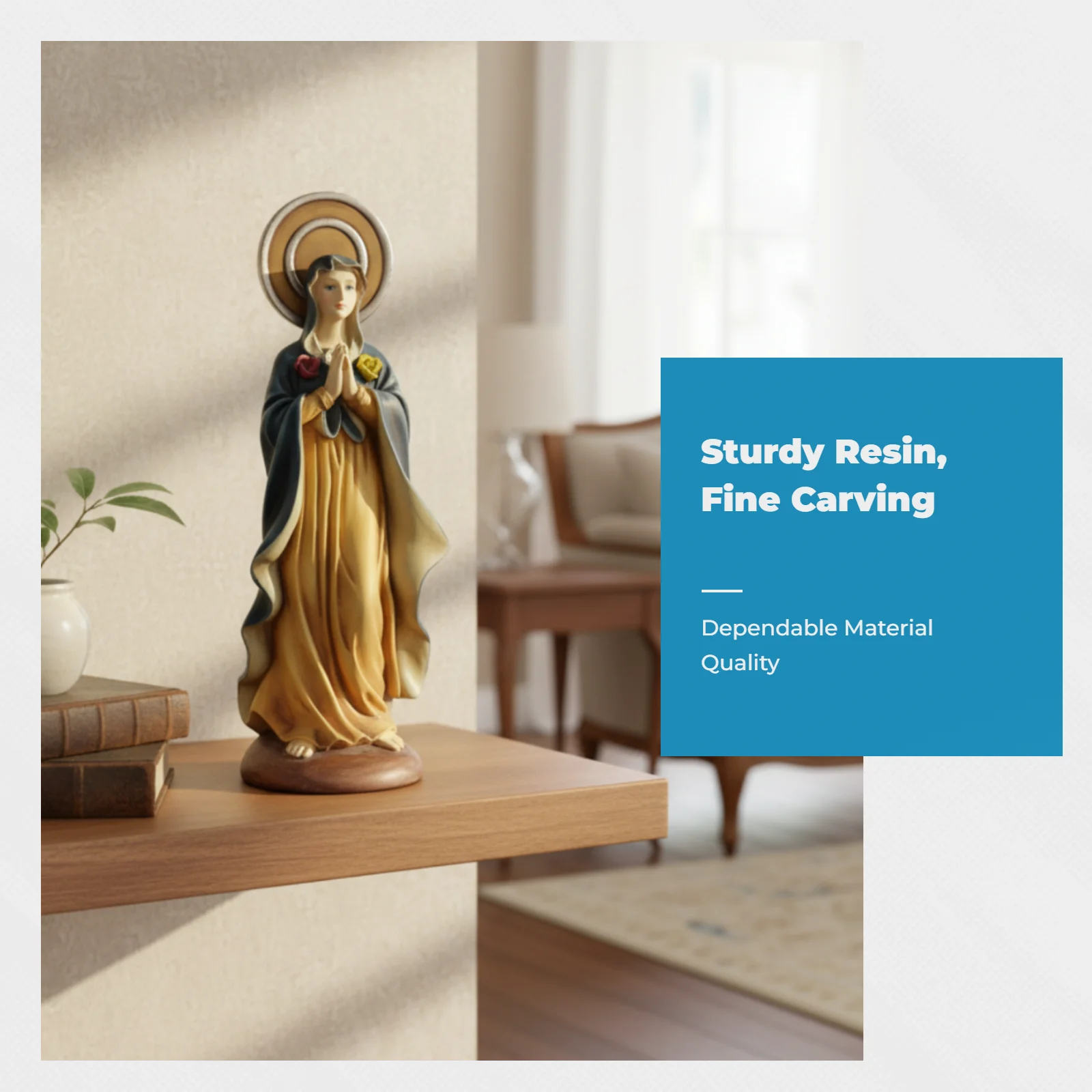 Estatua Virgen María compacta – regalo para amantes de gatos y perros - imagen 4
