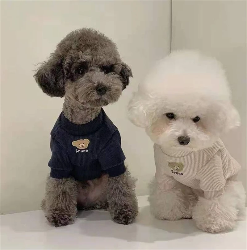 Sudadera con fondo de oso para perros pequeños, ropa de gato transpirable, cálida, clásica, mantiene el calor, ropa de viaje para cachorros, Otoño e Invierno - imagen 4