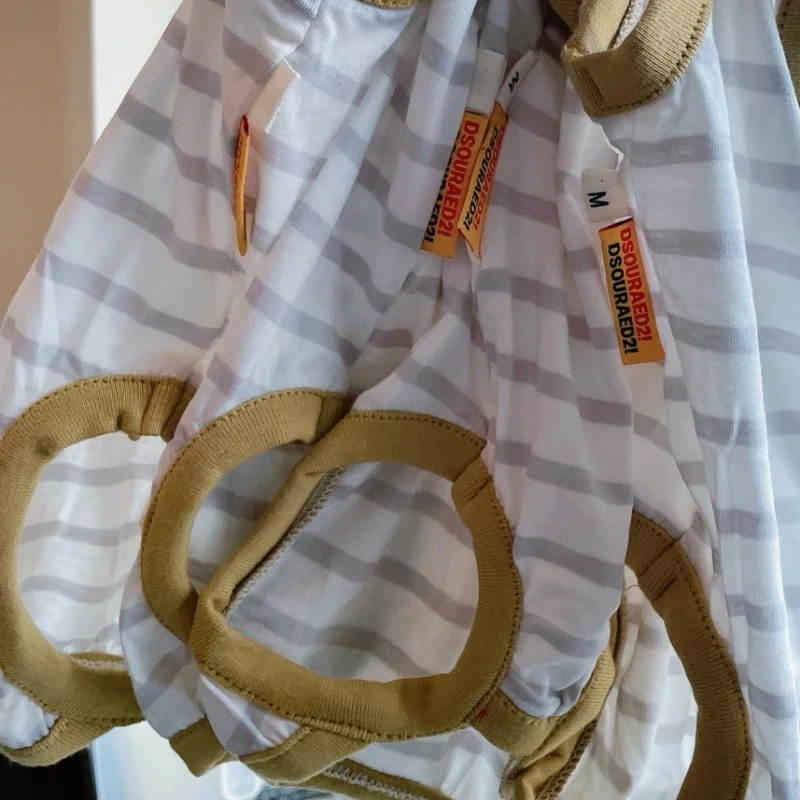 Ropa para gato sin pelo, Camiseta de algodón caqui fina transpirable de cuatro patas para gato Sphynx, chaleco suave a rayas para gatitos - imagen 5