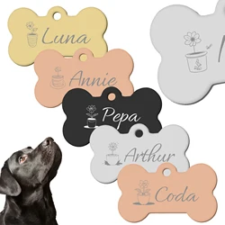 Etiqueta hueso en acero inoxidable para perros y gatos con grabado