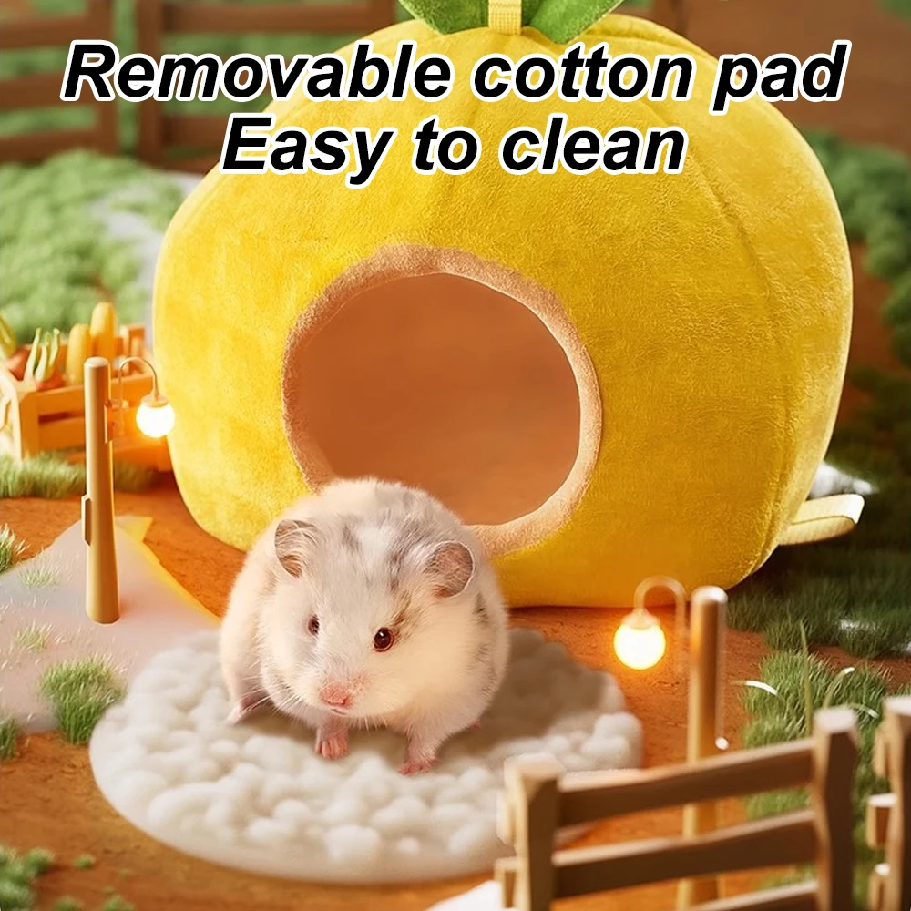 Nido de hámster en forma de fruta, cama colgante cálida para invierno y otoño, saco de dormir para animales pequeños, planeador de azúcar para mascotas, pájaro, hámster dorado, 1 ud. - imagen 4