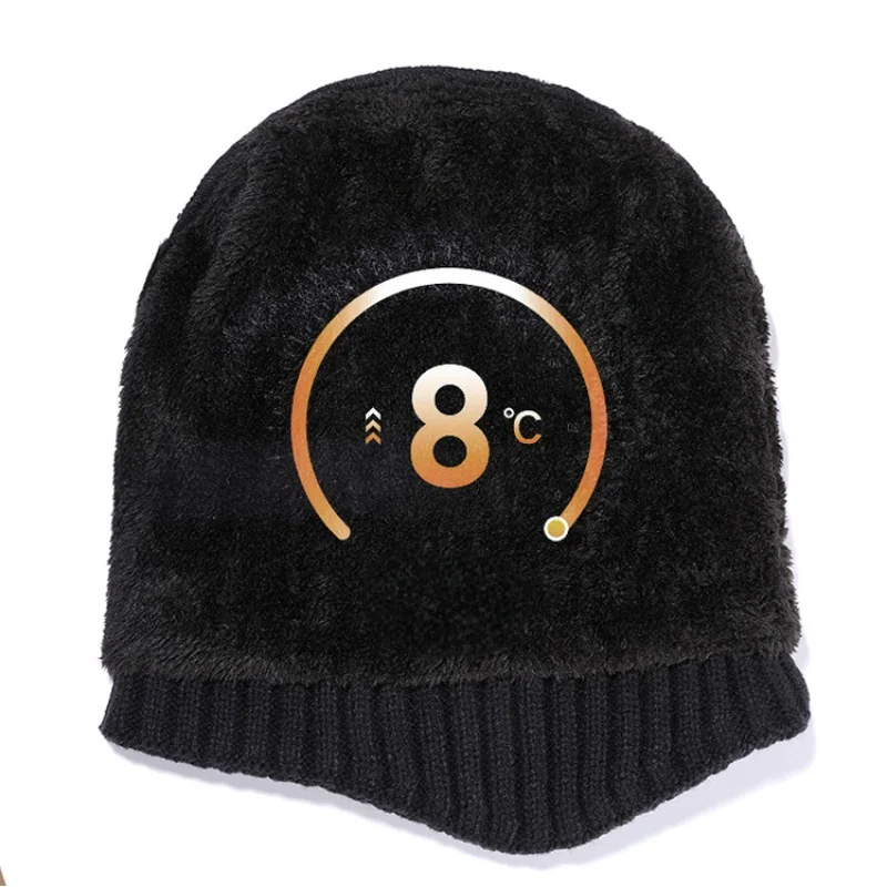 Gorro tejido de invierno para hombre al aire libre con capucha de terciopelo cálida para las orejas gorro integrado deportes al aire libre bicicleta esquí correr gorra fría - imagen 2